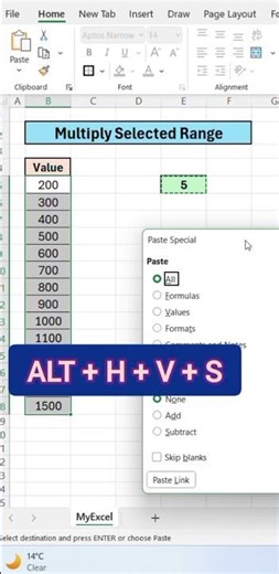 Multiply Selected Cells in Excel 🔥 (1 Click Trick) |Excel Trick: Multiply Multiple Cells at Once!