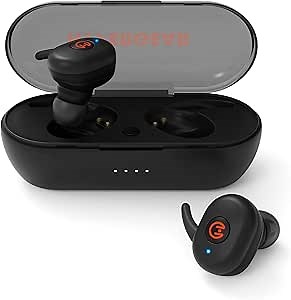 HyperGear Active True Wireless Bluetooth Earbuds – Noise Cancelling Mic, HD Stereo Sound, Touch Control, Quick Pairing, IPX5 Waterproof, Charging Case – Wireless Headphones for iPhone & Android, Black