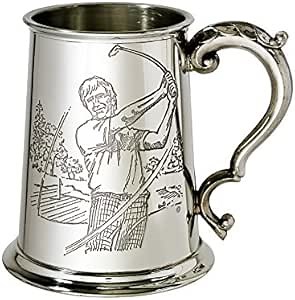 Wentworth Pewter - Golfer 1 Pint Pewter Tankard, Beer Mug Embossed Golf Scene