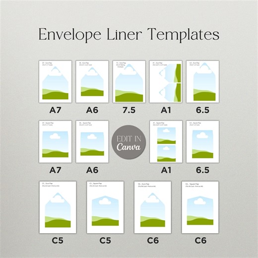 Envelope Liner Template Bundle for Canva - Printable Liner, DIY Liner Design, Wedding Stationery Template - Etsy