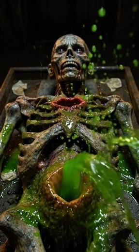 They poured acid on the corpse… now it’s exploding with green slime and bugs 🪳💚