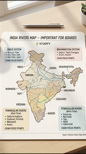 India Rivers Map 🌍🔥 | Class 10 Geography | Map Work Made Easy #studify