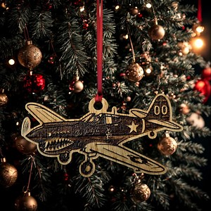 Flying Tigers P-40 Warhawk Wood Christmas Ornament, WWII Aviation Decor, Optional Moon Stand - Etsy