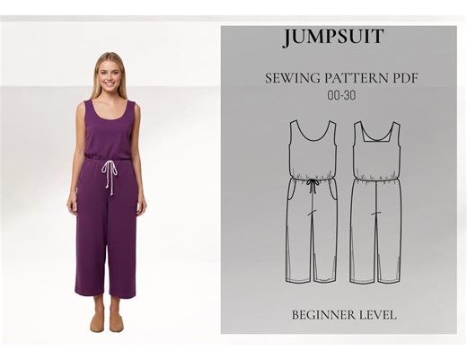 Women's Overalls Jumpsuit Sewing Pattern, Beginner Friendly (PDF Pattern, US 00-30) - Etsy