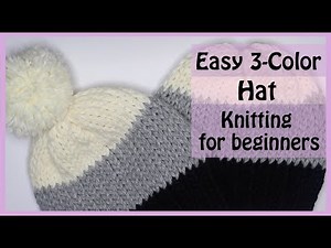 How to Knit a 3 Color Hat for Beginners - Josy Designs