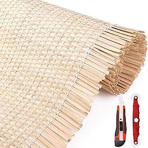 4.5"/14"/16"/18"/20"/24" Width Closed Natural Cane Webbing, Rattan Webbing for Caning Projects, Woven Cane Roll for Furniture, Chair, Cabinet, Ceiling, Basket