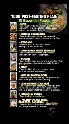 "Don't ruin your fast! 🙅‍♀️ Here are the Top 10 Foods you need to reintroduce food gently and effectively. Focus on cooked veggies, soup, and low-sugar berries for a smooth re-feed! #IntermittentFasting #BreakTheFast #Refeeding #FastingTips #HealthyEating #PostFastingMeal #GutHealth #NutritionTips #EasyDigest #HealthyFood | Gracia Robles