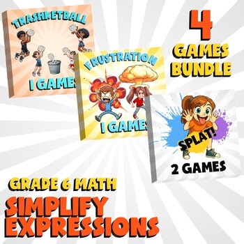 4 No Prep Math Games Bundle A - Simplify Expressions - Grade 6 Review Activity
