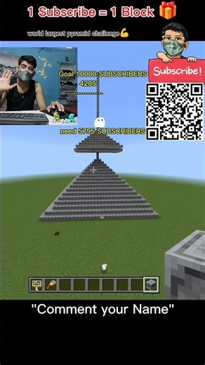 1 Sub = 1 Block 😳 Pyramid Challenge STARTS! | Hour 0 🧱🔥 #1Sub1Block #Minecraft #Gaming #Shorts