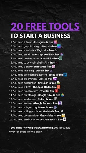 🤫 20 FREE TOOLS TO START A BUSINESS 👇