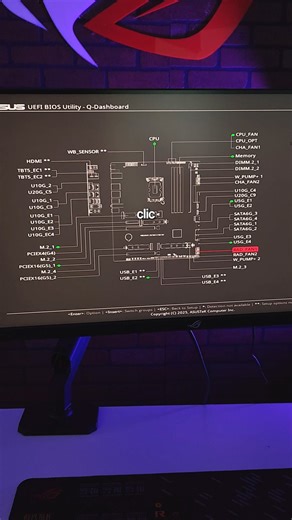 1.3K views · 17 reactions |  Entrar al BIOS ya no da miedo. ⚡ ASUS Q-Dashboard: mapa visual, clic y configuras todo.  En todas las motherboards serie 800 para Intel y AMD.  ¿Lo probarías? #ASUS #ROG #PCGaming #QDashboard #Serie800 | ASUS | Facebook