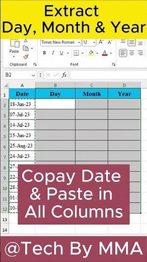 How To Extract Day, Month & Year in MS Excel | Data extraction techniques in Excel #exceltech