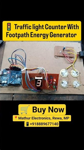 Traffic light 🚦with counter and footpath energy 👣💡 generation arduino based project #diy #shorts