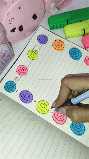Color Spiral Border Design 🌀 Easy & Satisfying Notebook Idea ✨🩵 #pagedecoration #frontpage #shorts