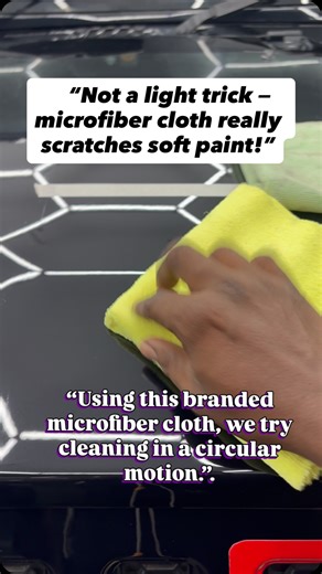 Sicarz on Instagram: "“Not a light trick — microfiber cloth really scratches soft paint!” “Some viewers thought our previous video was a light trick. We tested again with a new microfiber cloth and an old one. Using a spotlight, we clearly show how soft paint can get scratched even with proper cleaning tools. Your car deserves care, not hidden damage. 🖤” #CarDetailingIndia #SoftPaintCare #MicrofiberDamage #PaintProtectionTips #DetailingEducation #CarCareTips #CarLoversIndia #SpotlightTest #Deta