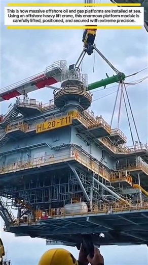 INSANE Offshore Heavy Lift Crane Installing Oil & Gas Platform Module at Sea! #shorts