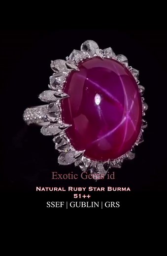Rare Burmese Ruby 51 Carat | Certified by SSEF, GUBLIN, GRS | Gold & Diamond