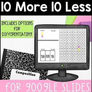 10 More 10 Less Differentiated Practice for Google Slides