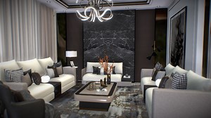 Living room Interior - 3D model by krshn0081