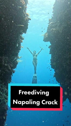📍Napaling Crack A must visit dive site for freedivers🧜‍♀️🧜 At first I'm very excited yet hesitant if mu-dive gyud ko sa crack. Like, super anxious kay super dark ang ilalom from above and what if naay sea snake, kugita and what if dili kaya sa ako breath hold and what if dili ko ka equalize. But super thankful sa amu guide & vidoegrapher @shemfreediver kay before gipa-dive sa crack gipa-warm pa amu equalization and even give us the chance to check the exit point of the crack. Super worth it, 