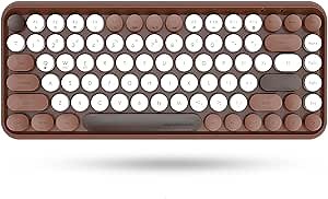 Ajazz 308i Wireless Bluetooth Keyboard, Compact 84 Keys, Tablet Keyboard, Portable Mini Keyboard, Compatible with iOS/Android/Windows (Chocolate)