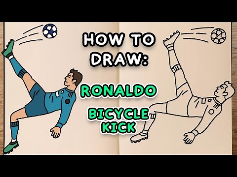 How to draw and colour! RONALDO BICYCLE KICK (step by step drawing tutorial)