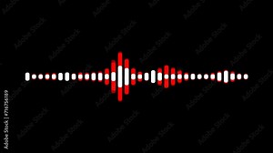 Pulsating soundtrack equalizer, white and red color graph, stylish sound reaction on black background