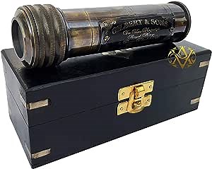 Prism Handmade Kaleidoscope in Wooden Box Brass Vintage Look Kaleidoscope 3D Mirror Lens for Son Daughter Educational Birthday Gifts