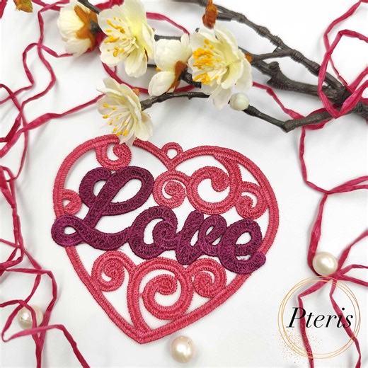 FSL Lace Heart LOVE Embroidery Design Valentine Ornament- 3 Sizes 4x4, 5x7 - Etsy