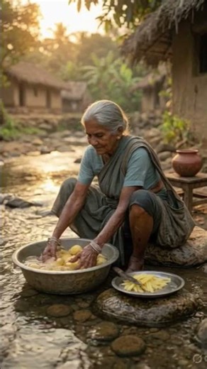 Old poor lady making fries 🍟 #nature #cartoon #animation #trending #cooking #kidscartoon #happykidst