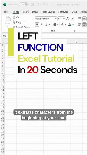 Excel LEFT Function | Start of the Text Functions Series (LEFT, RIGHT, MID) #excel #formulas #hacks