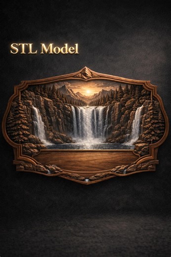 Mountain Waterfall STL File for CNC – 3D Wood Carving Relief Model – Digital Download - Etsy
