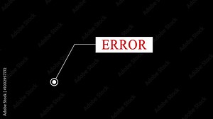 Text animation on geometric shape showing error, set against a sleek black background.Engaging error alert design, representing system failure through vibrant text and motion .