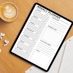 Printable Weekly Planner PDF - Undated Weekly To-do Checklist | Minimal Notes and Priorities - Etsy