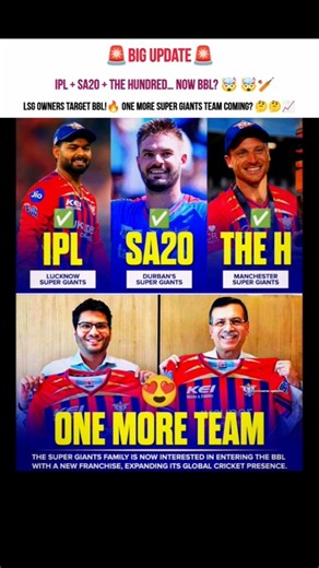 🚨Super Giants Expanding!🔥 Huge Update On Big Bash League Franchise!😱😱#lsg #thehundred #ipl #shorts