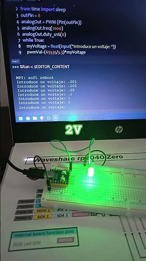 Salida analógica con PWM en MicroPython #raspberry #raspberrypipico #diyprojects #rp2040