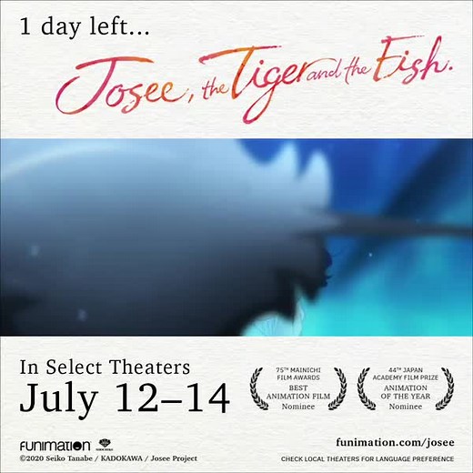 13K views · 577 reactions | Only one more day until we meet Josee and Tsuneo! ♥️ There's still time to get tickets! Find a theater near you  https://weareani.me/edcstx | Funimation | Facebook