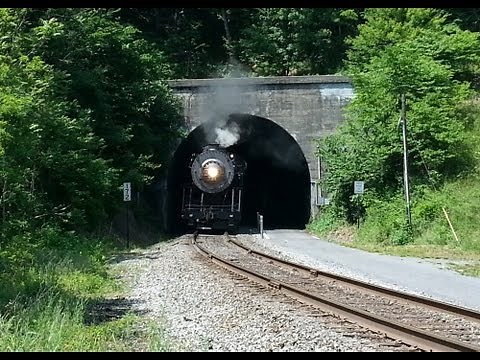 Steam Engine Locomotive Train Coming Through Tunnel on Great Allegheny Passage