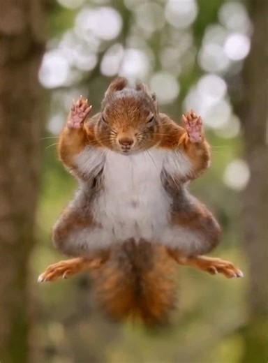 Flying Squirrel – the tiny glider of the forest Despite the name, flying squirrels don’t actually fly — they glide. Thanks to a special membrane stretching between their front and back legs, they can glide from tree to tree for over 90 meters (300 feet). 🌳 This amazing ability helps them escape predators, search for food, and move safely through the forest without touching the ground. Small, soft, and fearless — nature always finds the most beautiful ways to adapt. | Feedy