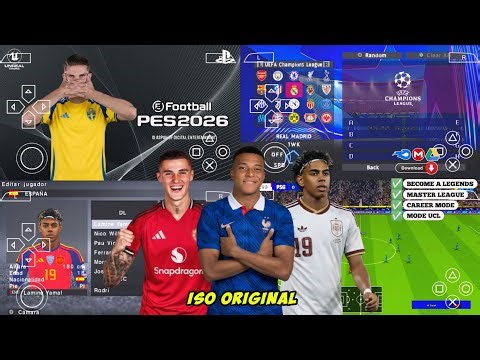 eFootball PES 2026 PPSSPP Android Offline Full Update UCL & League Kits 25/26 Season 4k Graphics