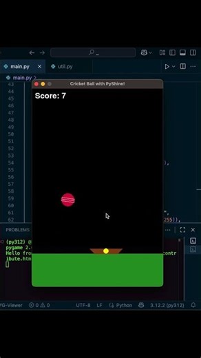 Cricket bouncing ball game in Python - Part 6/6 | Final Part⚡️ #shorts #coding #programming #python