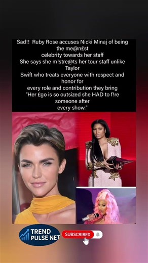 Ruby Rose Accuses Nicki Minaj of Mistreating Staff,Contrasts with Taylor Swift#shorts#viral#trending