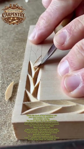Satisfying Wood Carving Detail! Hand Chisel Precision 🔥 #Woodcarving #DIY #Craftsmanship