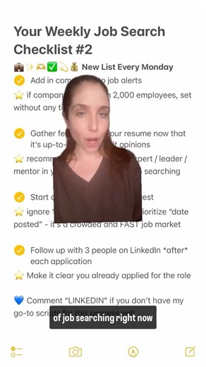 Marnie | Career Coach on Instagram: "Comment “LinkedIn” for my free scripts. So far January 2026 has been one of the most momentum-filled periods I’ve seen in years. Here’s how to capitalize on it 👇 1️⃣ Add company alerts Beyond job titles, set alerts for your top 10–20 companies directly on their careers pages so you’re notified when new roles are posted. 2️⃣ Get limited resume feedback Max two people: ​​→ One leader in your field → One job-search expert (coach or recruiter) More opinions = mo