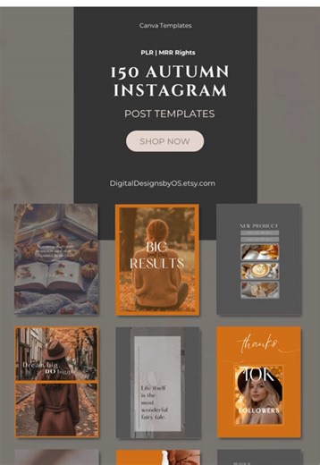 Cozy autumn vibes 🍂 Ready-to-use Canva templates for your fall posts, quotes & promos! Edit, post & resell with PLR MRR rights 💻✨ Perfect for small biz owners & creators! #autumnvibes #canvatemplates #fall #plrtemplates #instagram