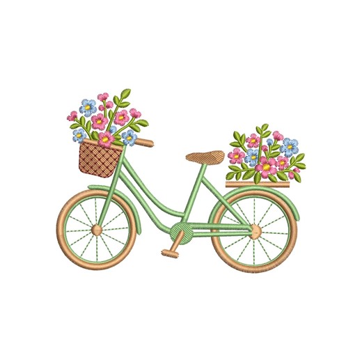Floral Bicycle Embroidery Design, Spring Flower Bike Machine Embroidery File - Etsy