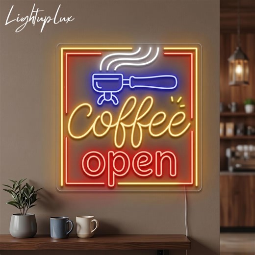 Coffee Open Neon Sign, Espresso Bar LED Wall Art, Cafe Decor Gift for Coffee Lovers - Etsy