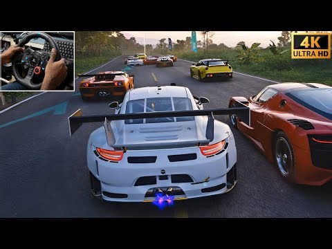 Porsche 911 GT3 R vs Hypercars- Forza Horizon 5 | Logitech G29 Steering Wheel