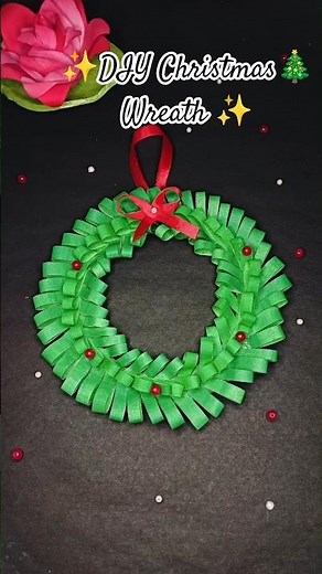 DIY Christmas Wreath From Paper / Easy Handmade paper and ribbon Wreath ✨ Craft and Art #DIY #viral
