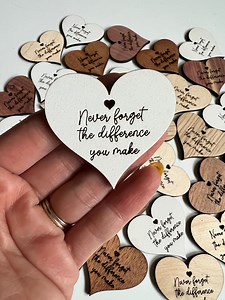 Teacher Appreciation Tokens - Never Forget the Difference You Make Heart Tokens - Great for Teachers, Staff Appreciation, Goodie Bags - Etsy